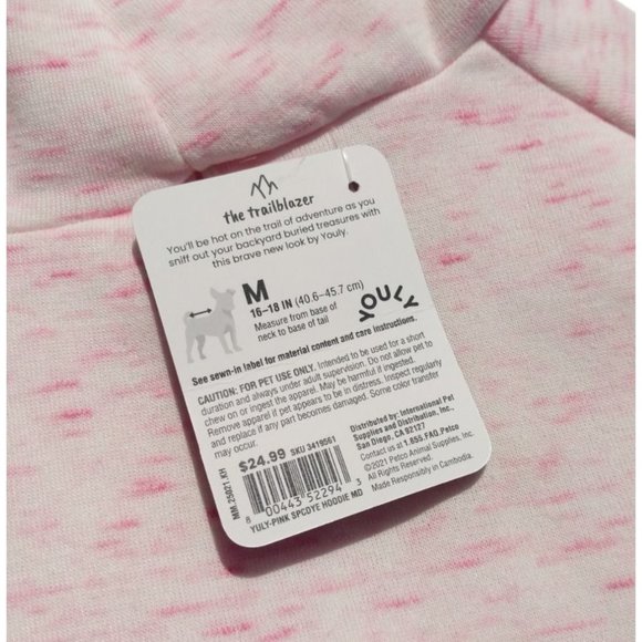 YOULY Trailblazer Medium Pink Space Dye Dog Hoodie with Pocket New Pet Apparel - Picture 3 of 4
